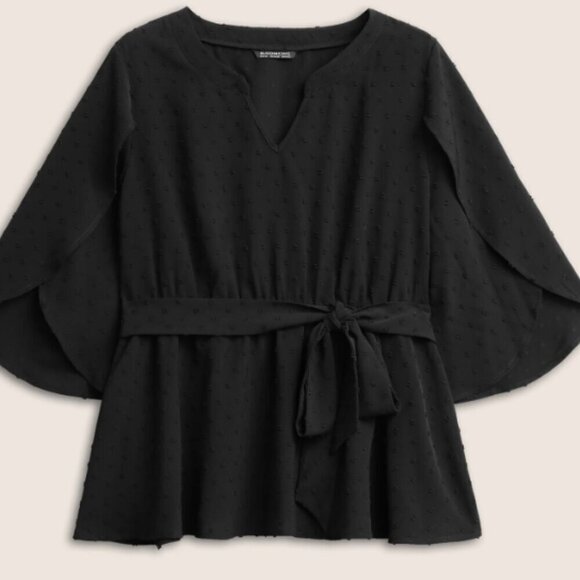 BloomChic Plus Size Plain Textured Petal Sleeve Ties Blouse XL us size 14-16 - Picture 3 of 3